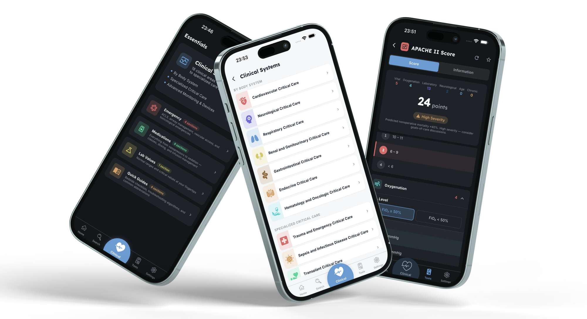 App screens showing content, browse, and tools views